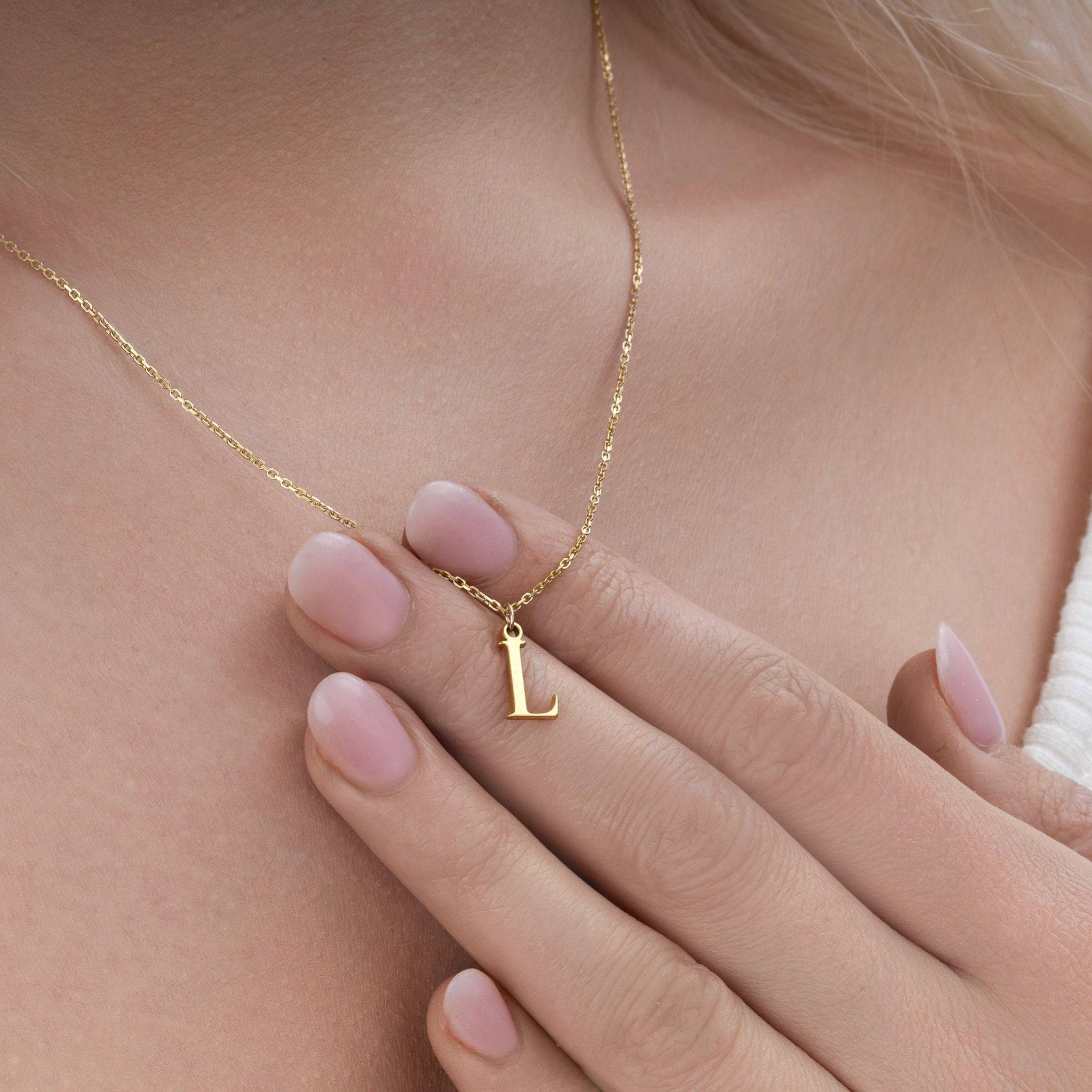 Necklace Single Initial Necklace HBD Single Initial Necklace in 18ct Gold, Sterling Silver or Gold Vermeil