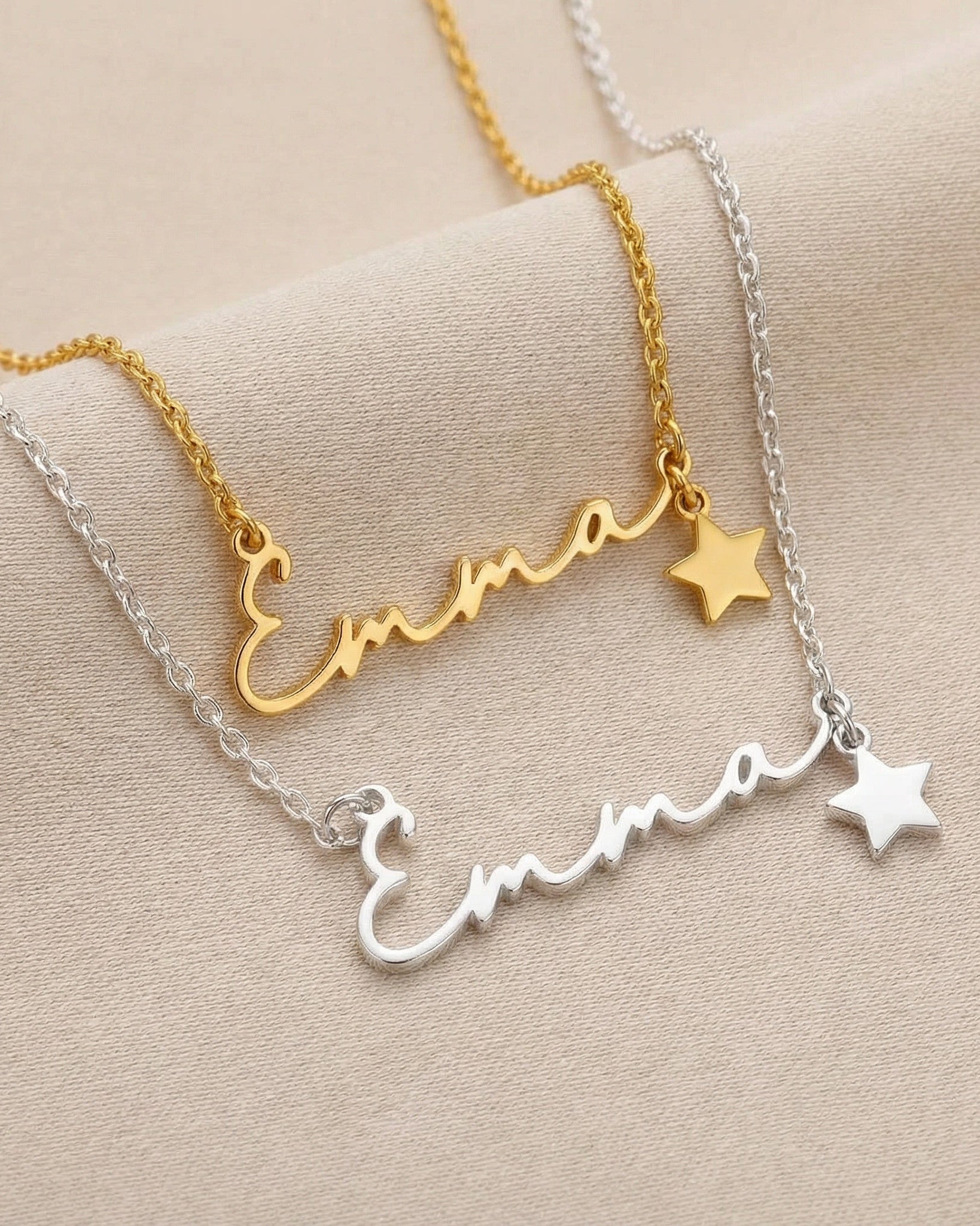 Solid Silver / Style 1 / 18" Inches Necklace Personalised Name Necklace HBD Personalised Name Necklace in Gold, Silver or Vermeil - Custom Name Necklace
