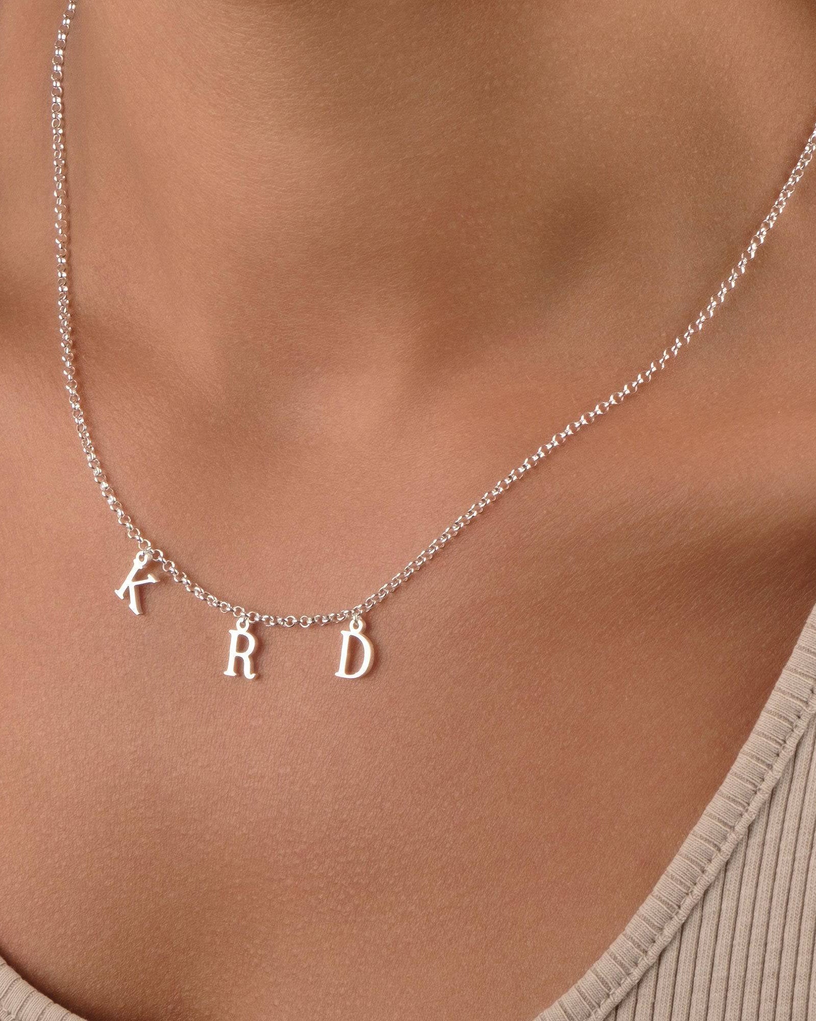 HeyBigDay Necklace Sterling Silver / 18" Inches Triple Initial Necklace