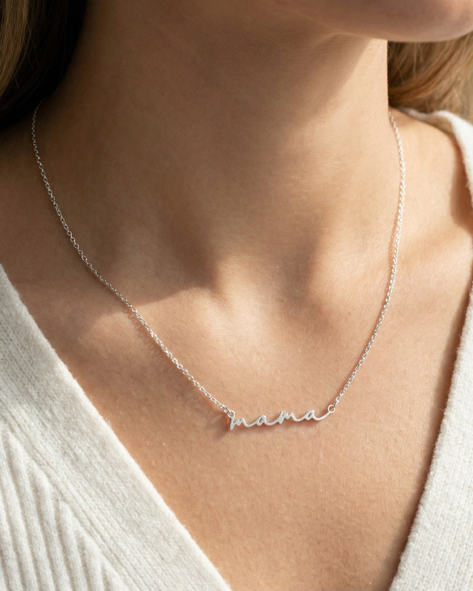 Sterling Silver / Style 1 / 18" Inches Necklace Mama Necklace HBD Mama Necklace in 18ct Gold, Sterling Silver, 24ct Gold Vermeil or Solid Silver