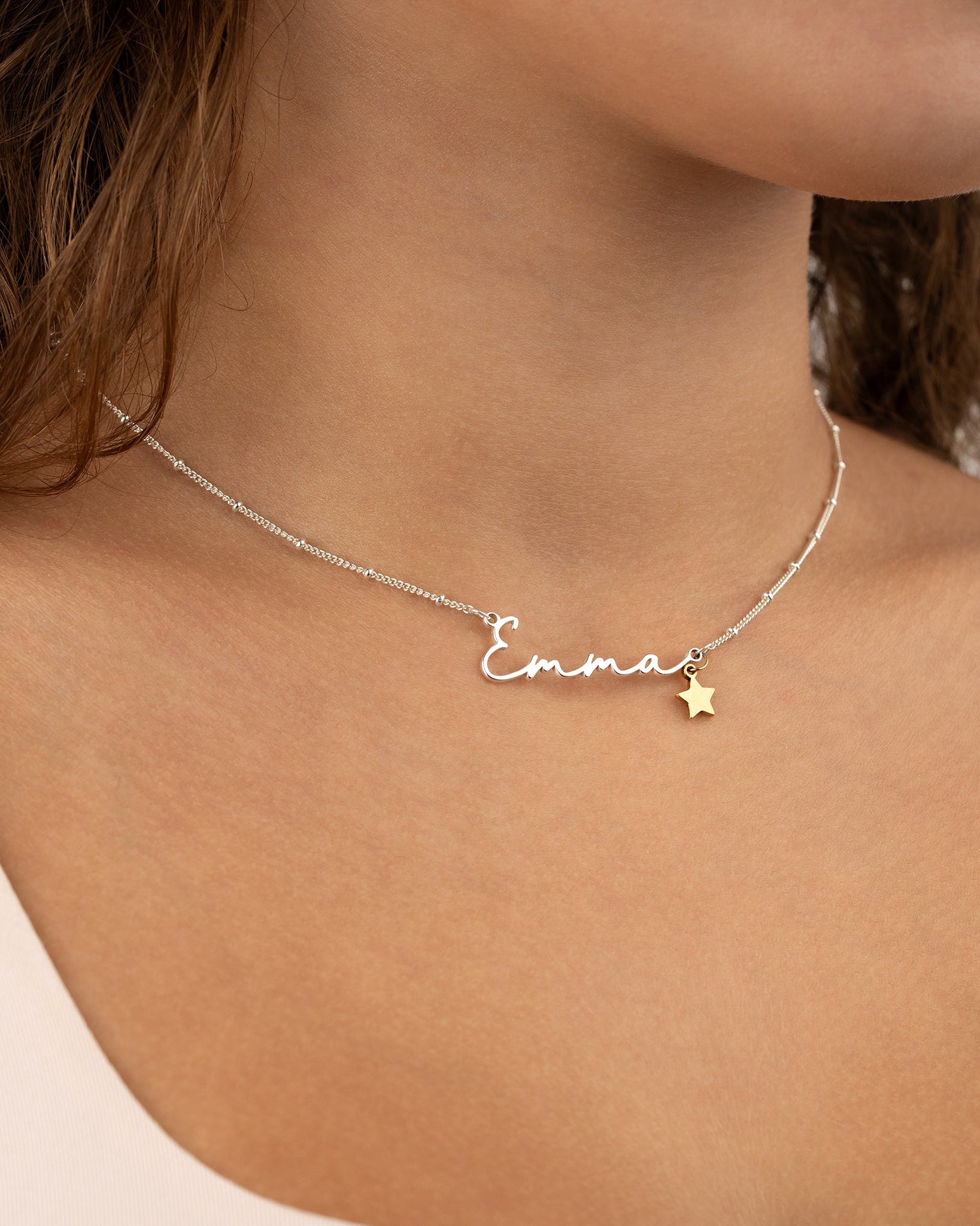Sterling Silver / Style 1 / 18" Inches Necklace Personalised Name Necklace HBD Personalised Name Necklace in Gold, Silver or Vermeil - Custom Name Necklace
