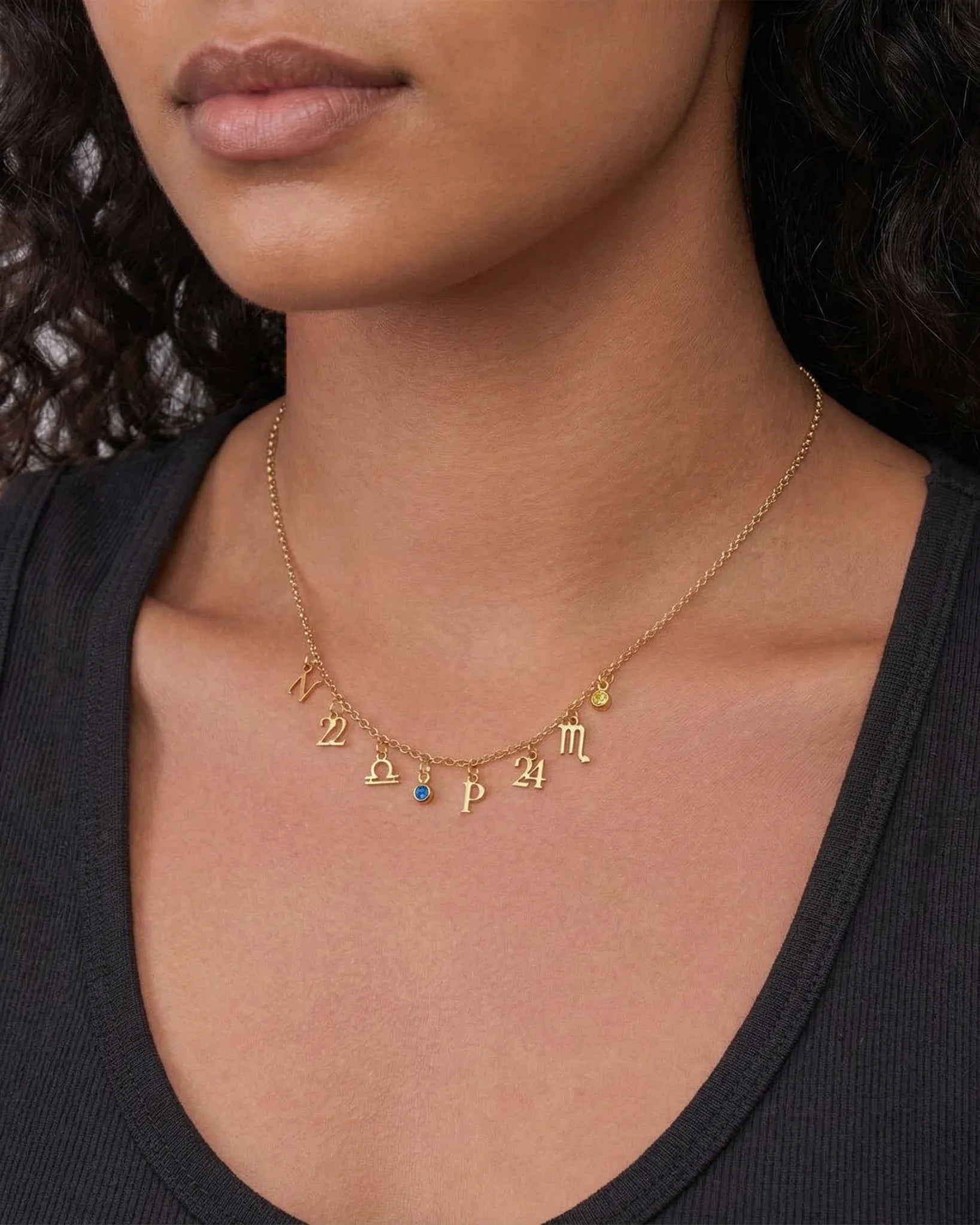 Necklace Story Necklace with Initial, Zodiac, Birthstone & Multiple Charms HBD Story Necklace with Initial, Zodiac, Birthstone & Multiple Charms