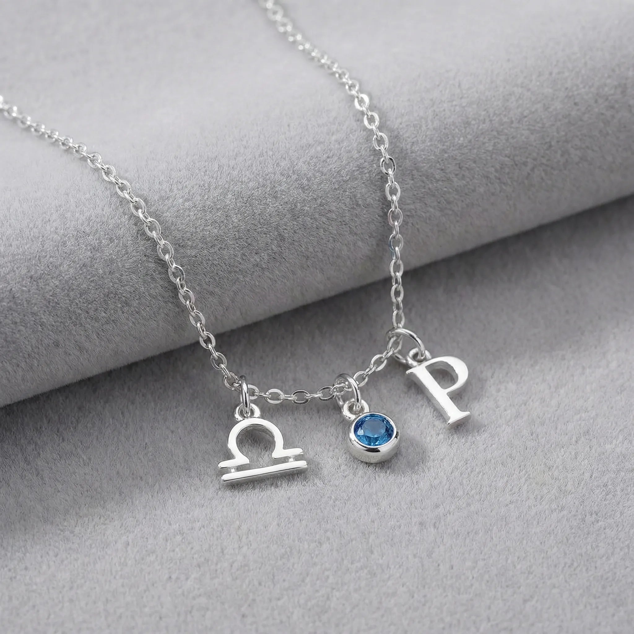 Necklace Story Necklace with Initial, Zodiac, Birthstone & Multiple Charms HBD Story Necklace with Initial, Zodiac, Birthstone & Multiple Charms