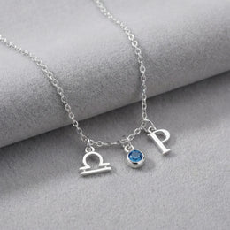Story Necklace with Initial, Zodiac, Birthstone & Multiple Charms
