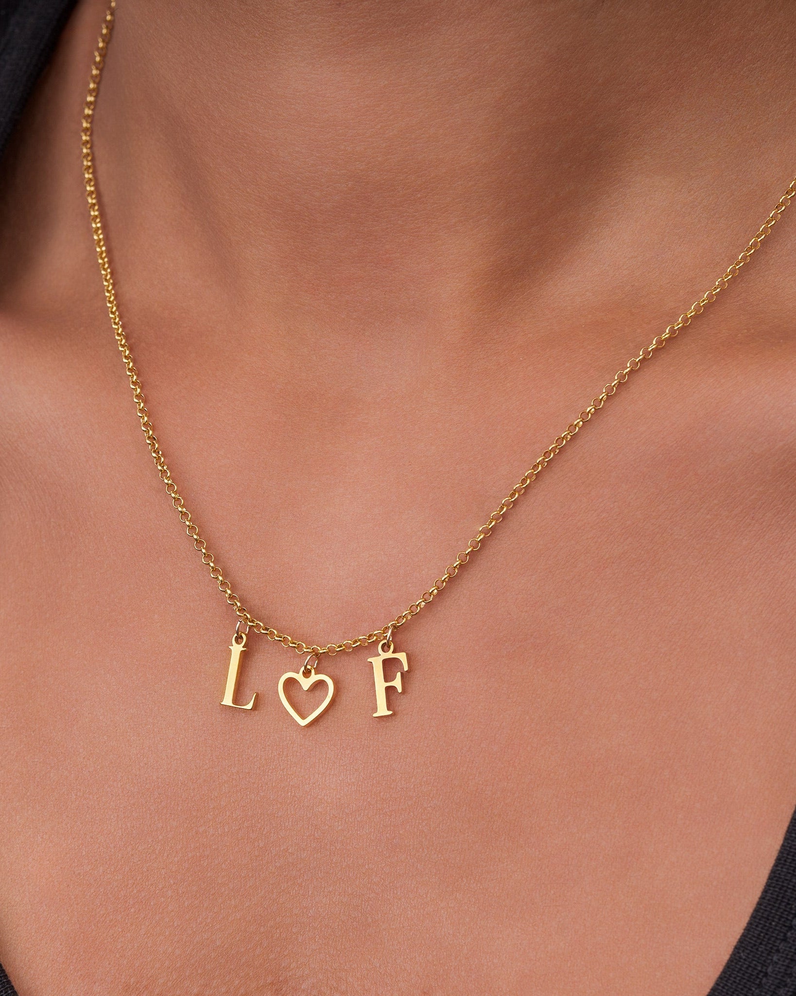 Necklace Initial Heart Initial Necklace HBD Initial Heart Initial Necklace - Couples & Valentine's Day in Gold & Silver