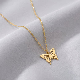 18ct Gold Butterfly Pendant Necklace Also Available in Sterling Silver