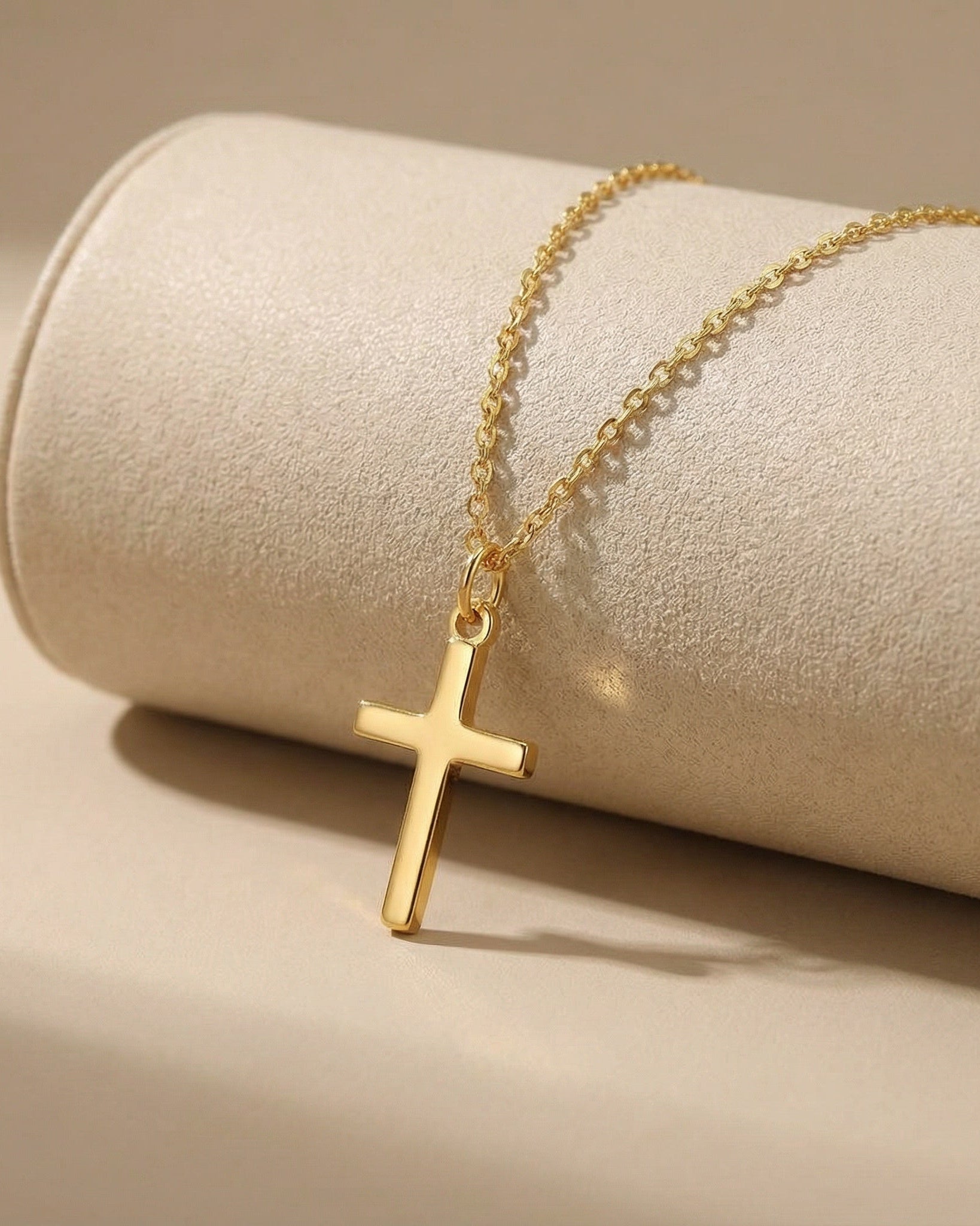 Vermeil / Style 1 / 18" Inches Necklace Vertical Cross Necklace HBD Vertical Cross Necklace in Gold, Silver or Vermeil – Custom Pendant with Charm Options