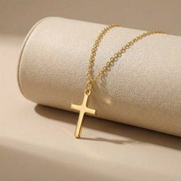Vertical Cross Necklace in Gold, Silver & Vermeil | HBD