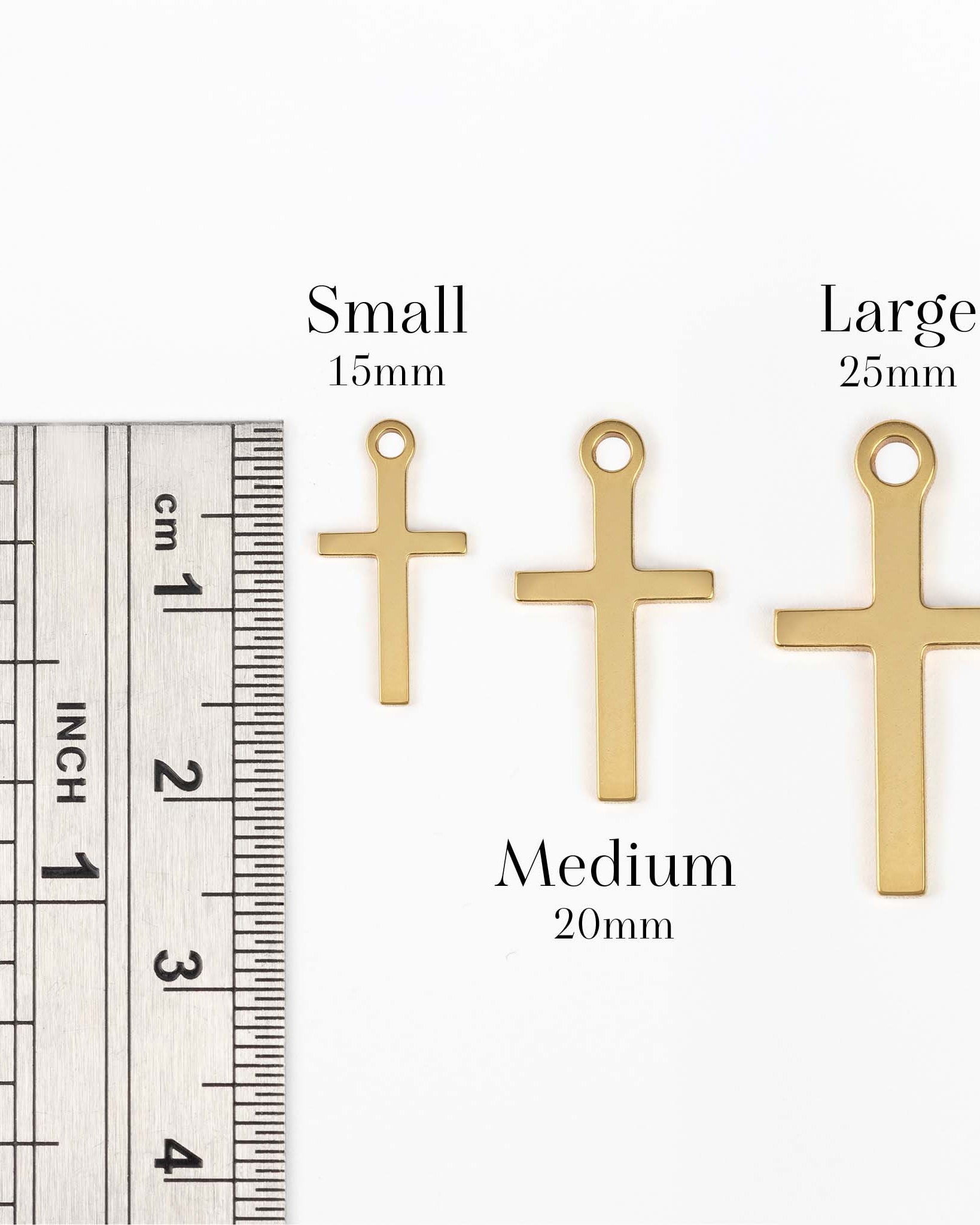 Necklace Vertical Cross Necklace HBD Vertical Cross Necklace in Gold, Silver or Vermeil – Custom Pendant with Charm Options