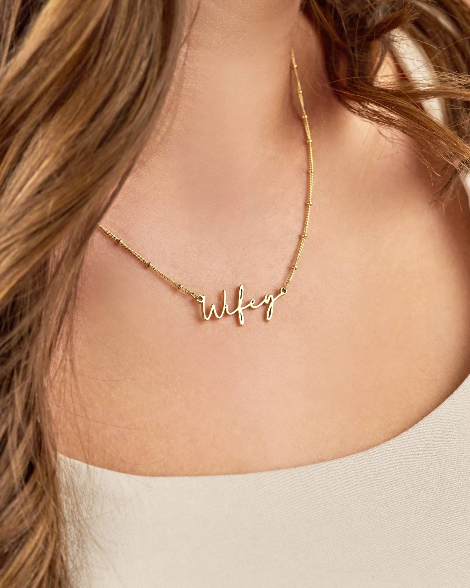 Necklace Wifey Necklace HBD Wifey Necklace | Chain for Wife | Necklace for Her | Present in Gold & Silver