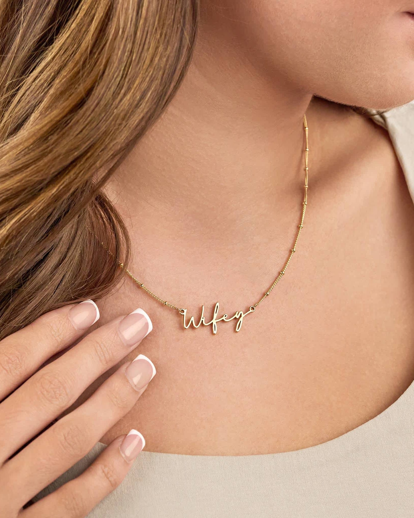 Necklace Wifey Necklace HBD Wifey Necklace | Chain for Wife | Necklace for Her | Present in Gold & Silver