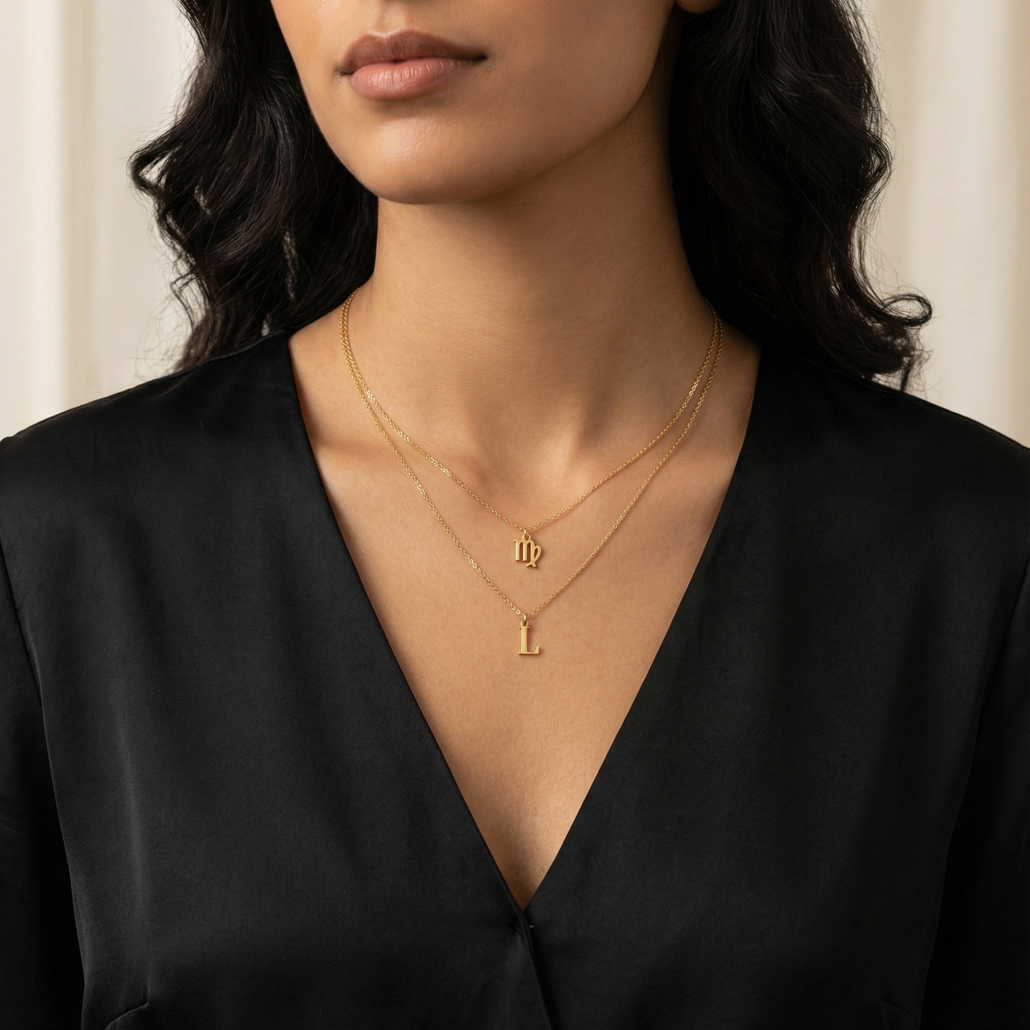 Necklace Zodiac & Initial Necklace Layered Set HBD Zodiac & Initial Necklace Layered Set – Personalised Jewellery Duo