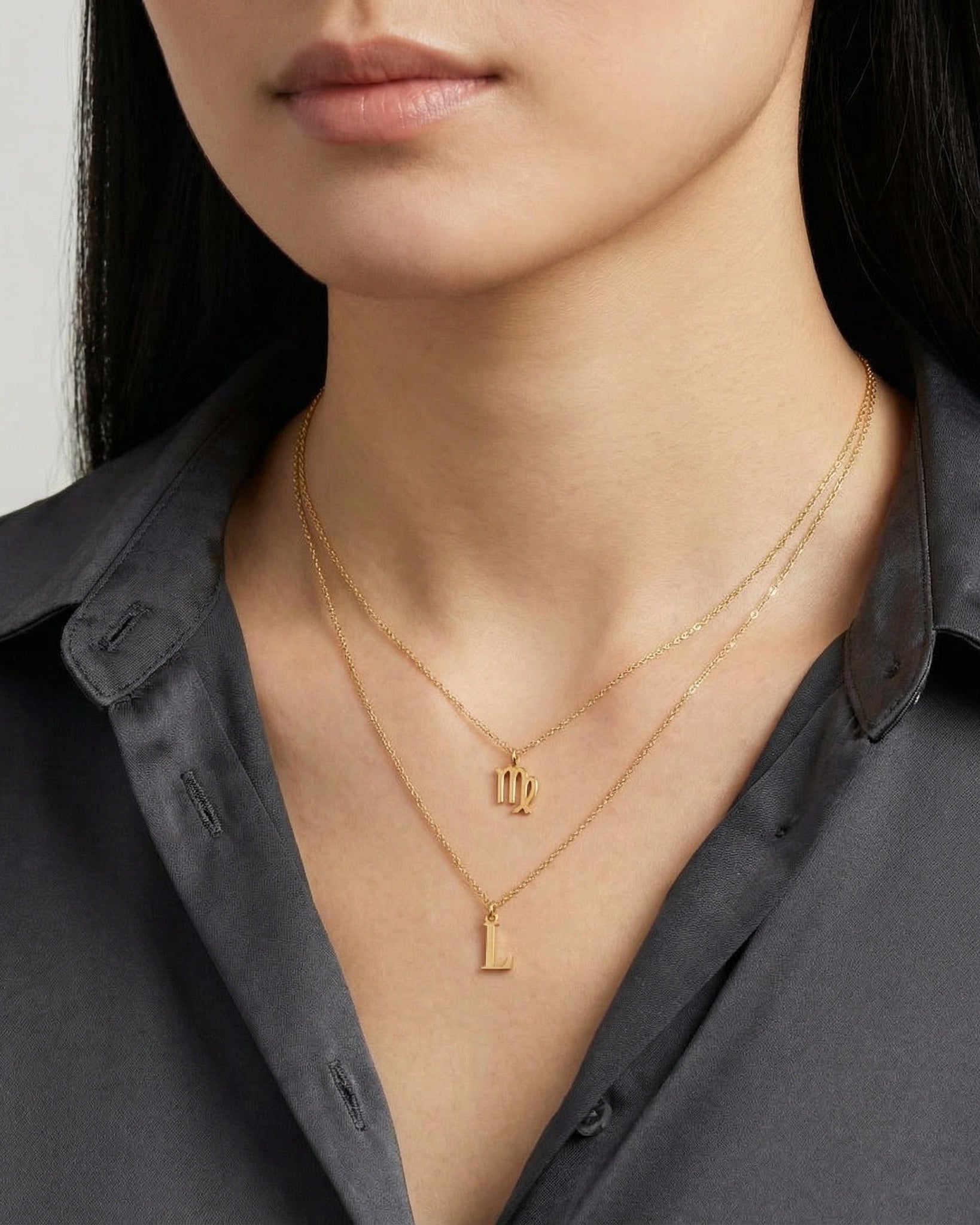 Necklace Zodiac & Initial Necklace Layered Set HBD Zodiac & Initial Necklace Layered Set – Personalised Jewellery Duo