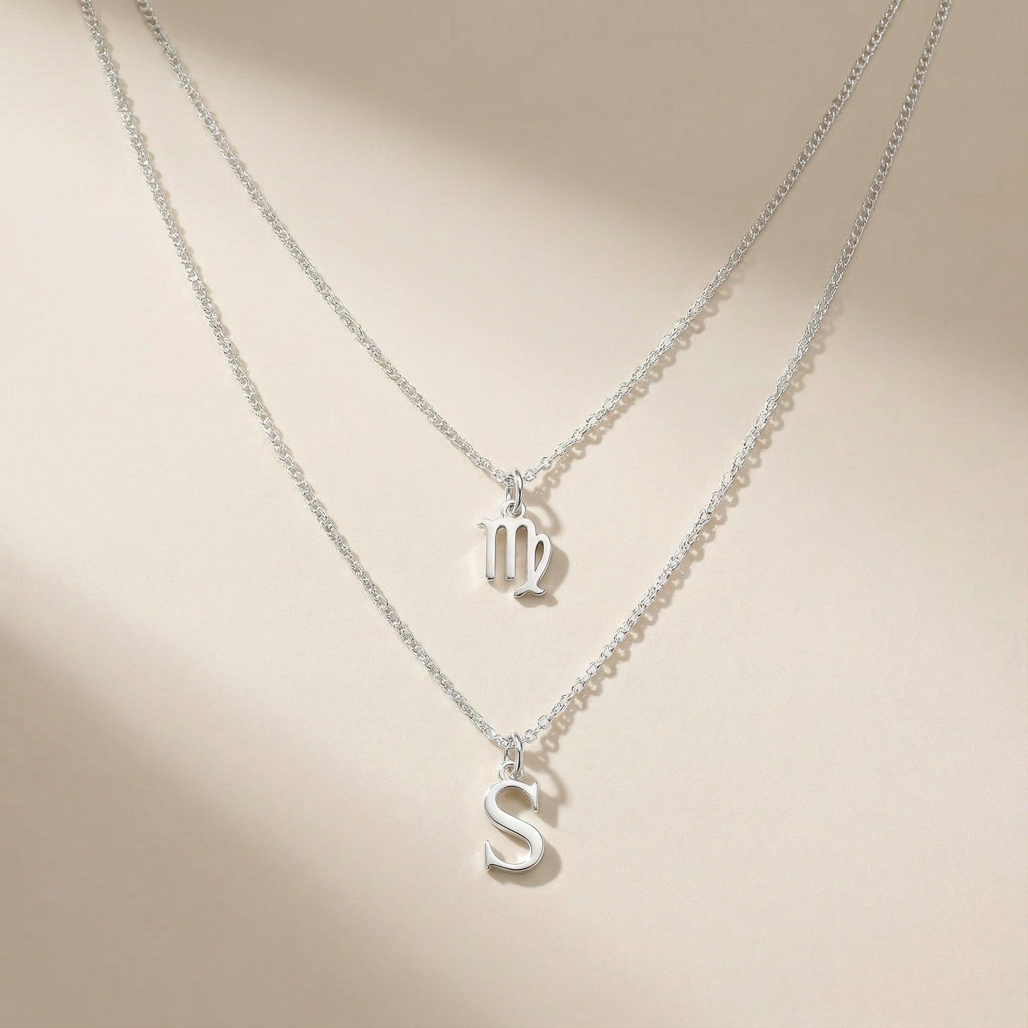 Necklace Zodiac & Initial Necklace Layered Set HBD Zodiac & Initial Necklace Layered Set – Personalised Jewellery Duo