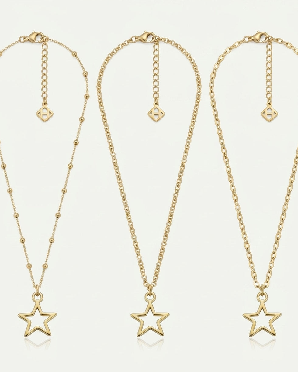 Hollow Star Charm Necklace & Bracelet