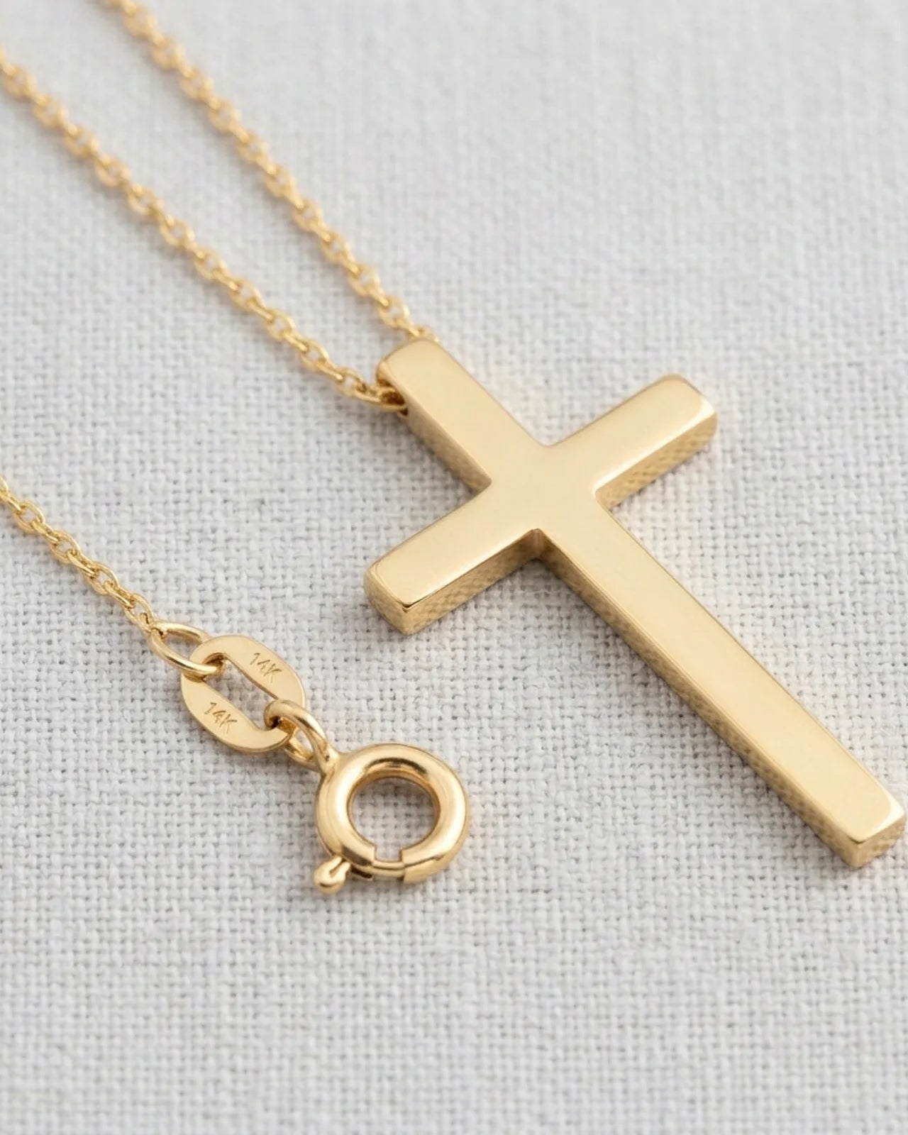 Horizontal Cross Necklace in Gold or Silver – Modern Sideways Cross Pendant