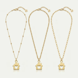 House & Heart Home Charm Necklace & Bracelet