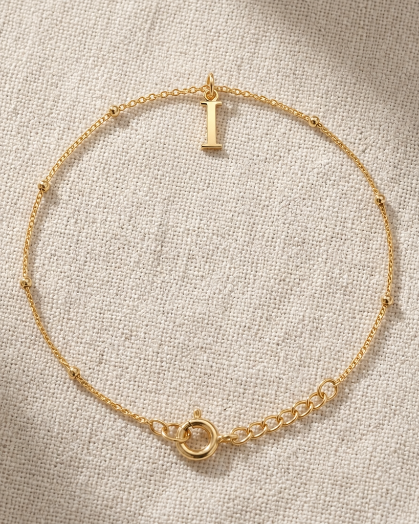 I Bracelet | Initial & Letter I Charm, Gold & Silver