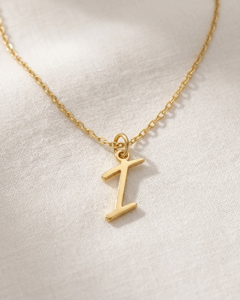 I Necklace | Initial & Letter I Pendant, Gold & Silver