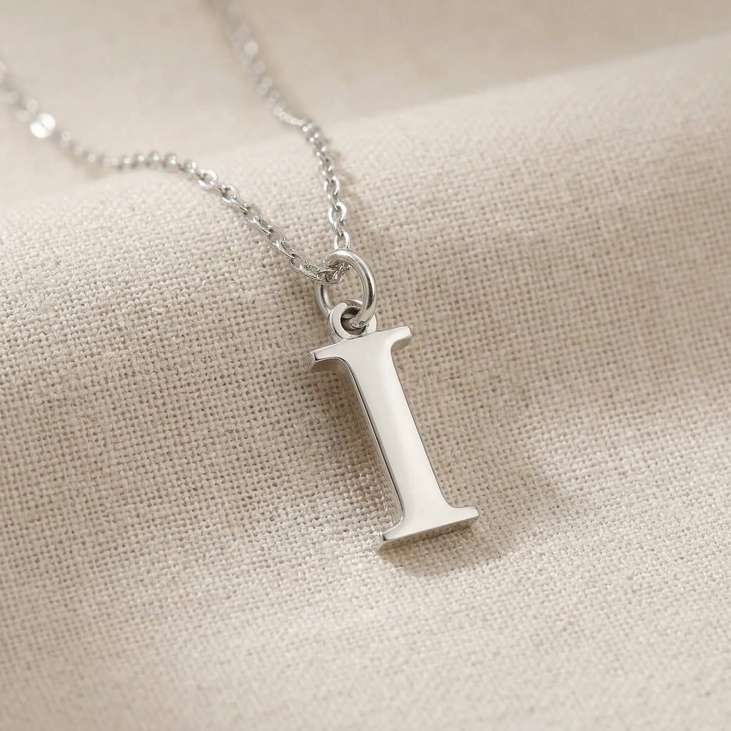 I Necklace | Initial & Letter I Pendant, Gold & Silver
