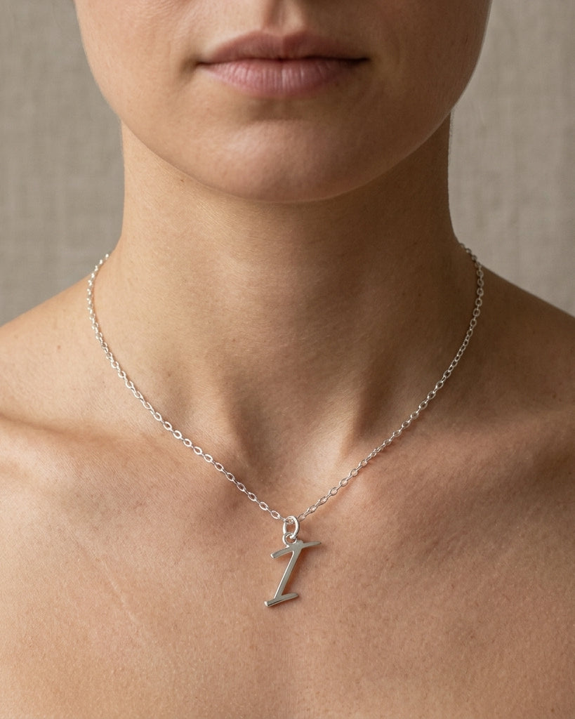 I Necklace | Initial & Letter I Pendant, Gold & Silver