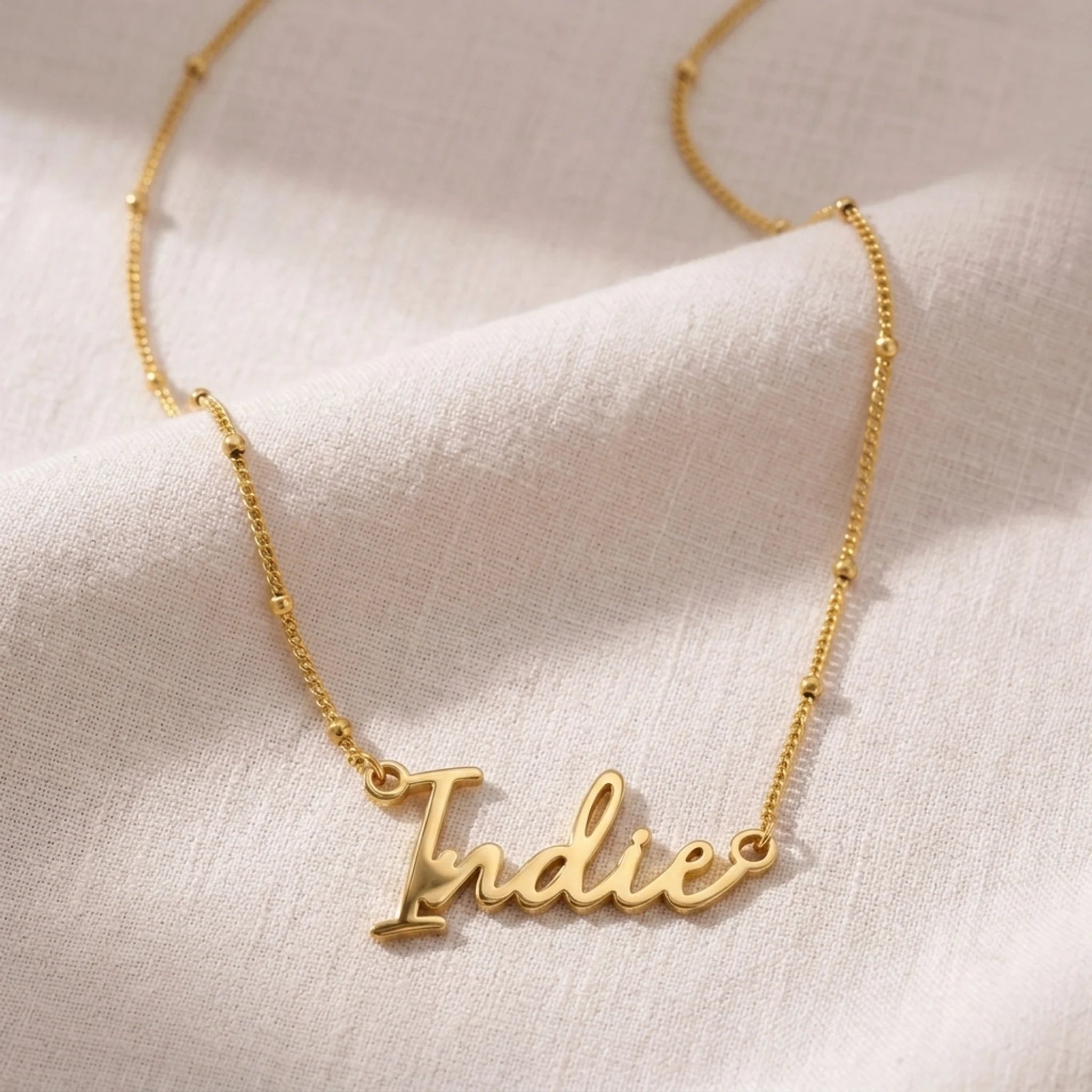 Indie Name Necklace | 18ct Gold, Silver & Vermeil | Ready to Ship
