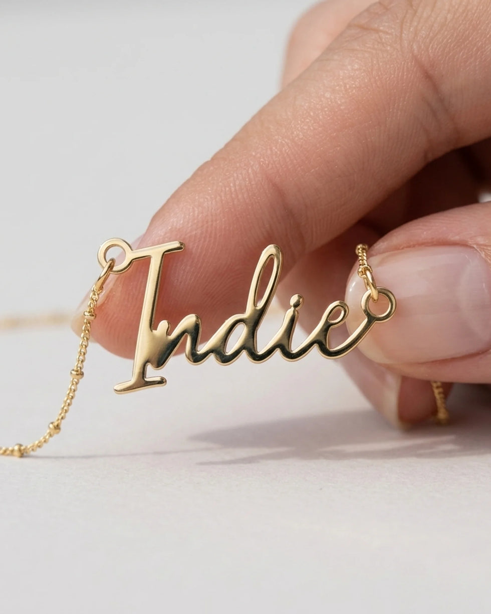 Indie Name Necklace | 18ct Gold, Silver & Vermeil | Ready to Ship