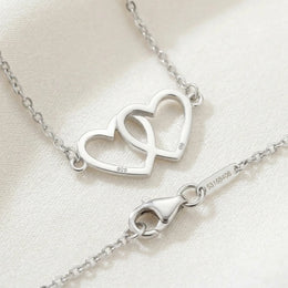 Entwined Hearts Bracelet | Double Heart Pendant | HBD