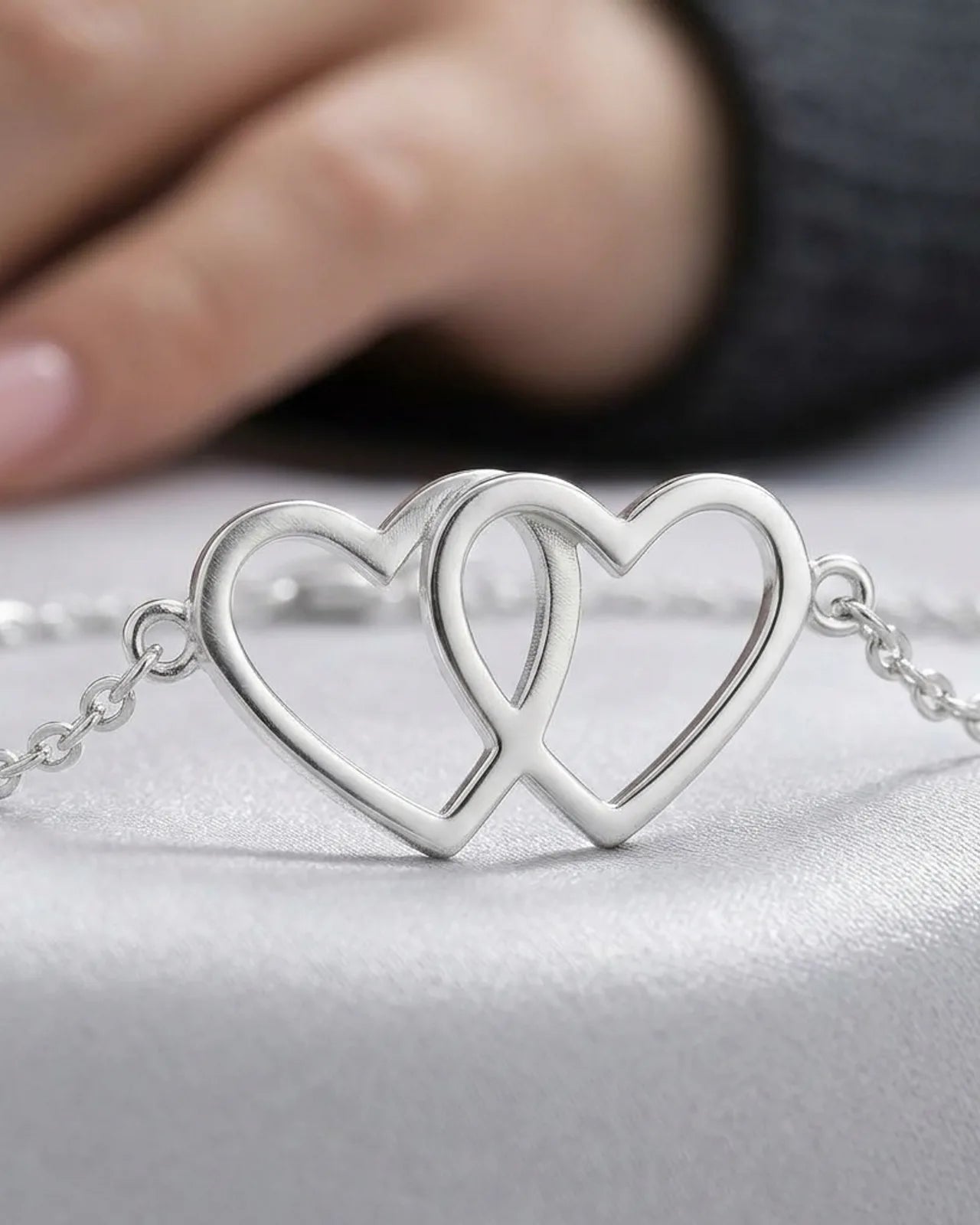 Entwined Hearts Bracelet | Double Heart Pendant | HBD