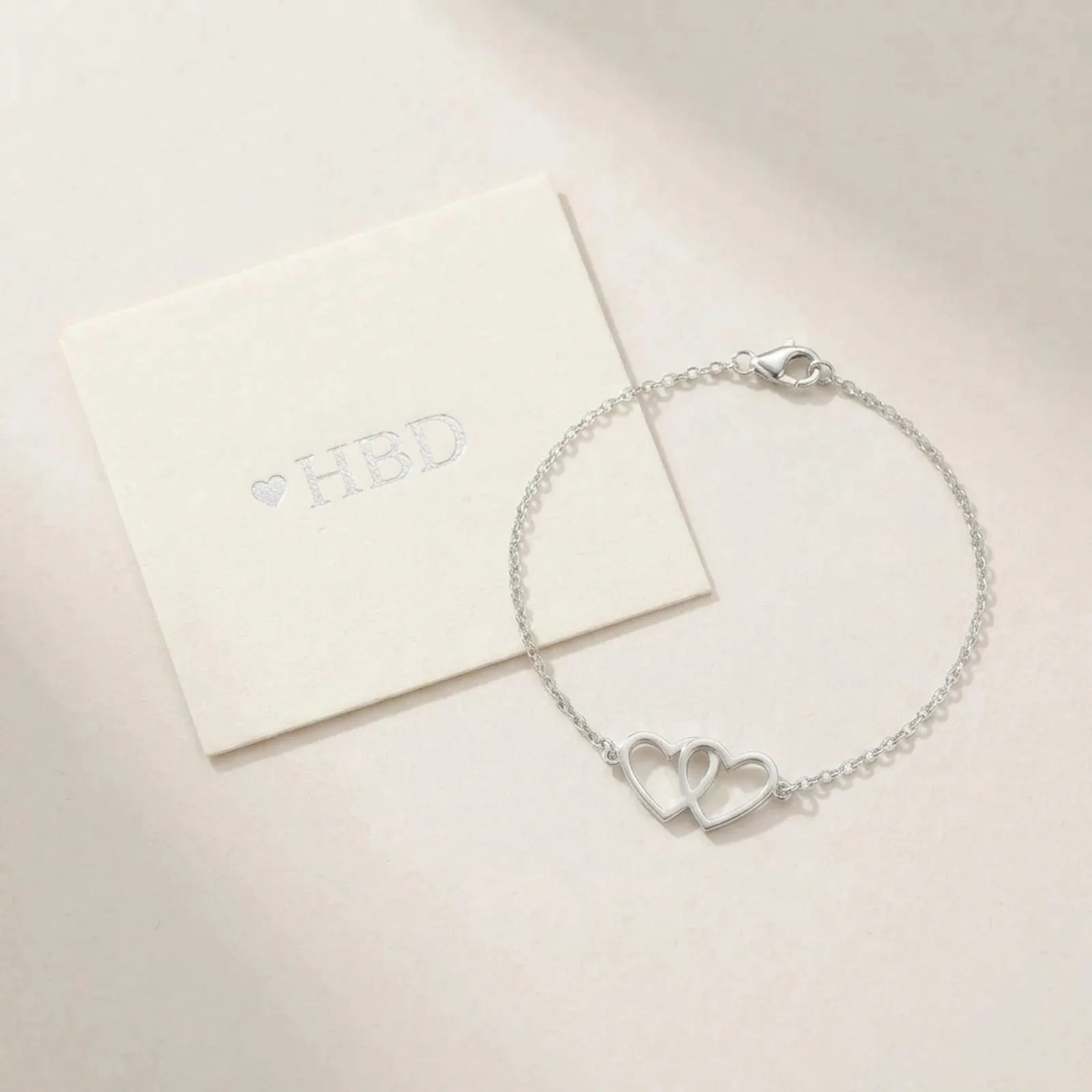 Entwined Hearts Bracelet | Double Heart Pendant | HBD