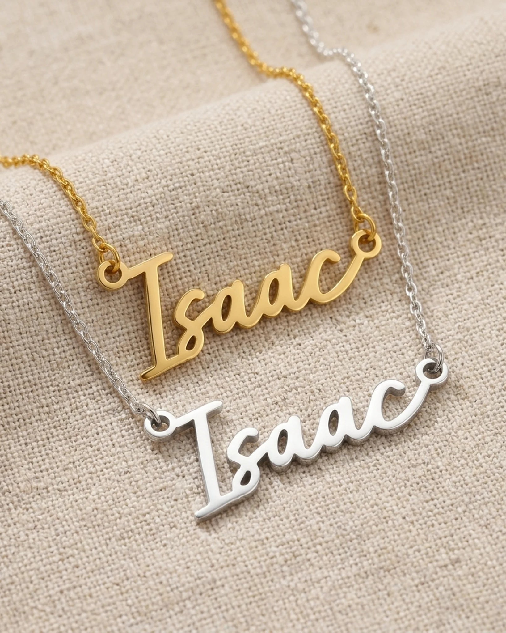 Isaac Name Necklace | 18ct Gold, Silver & Vermeil | Ready to Ship