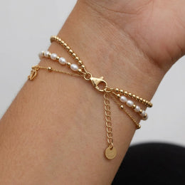 Italian Seed Chain Bracelet in Gold & Silver - Designed With Polished Beads