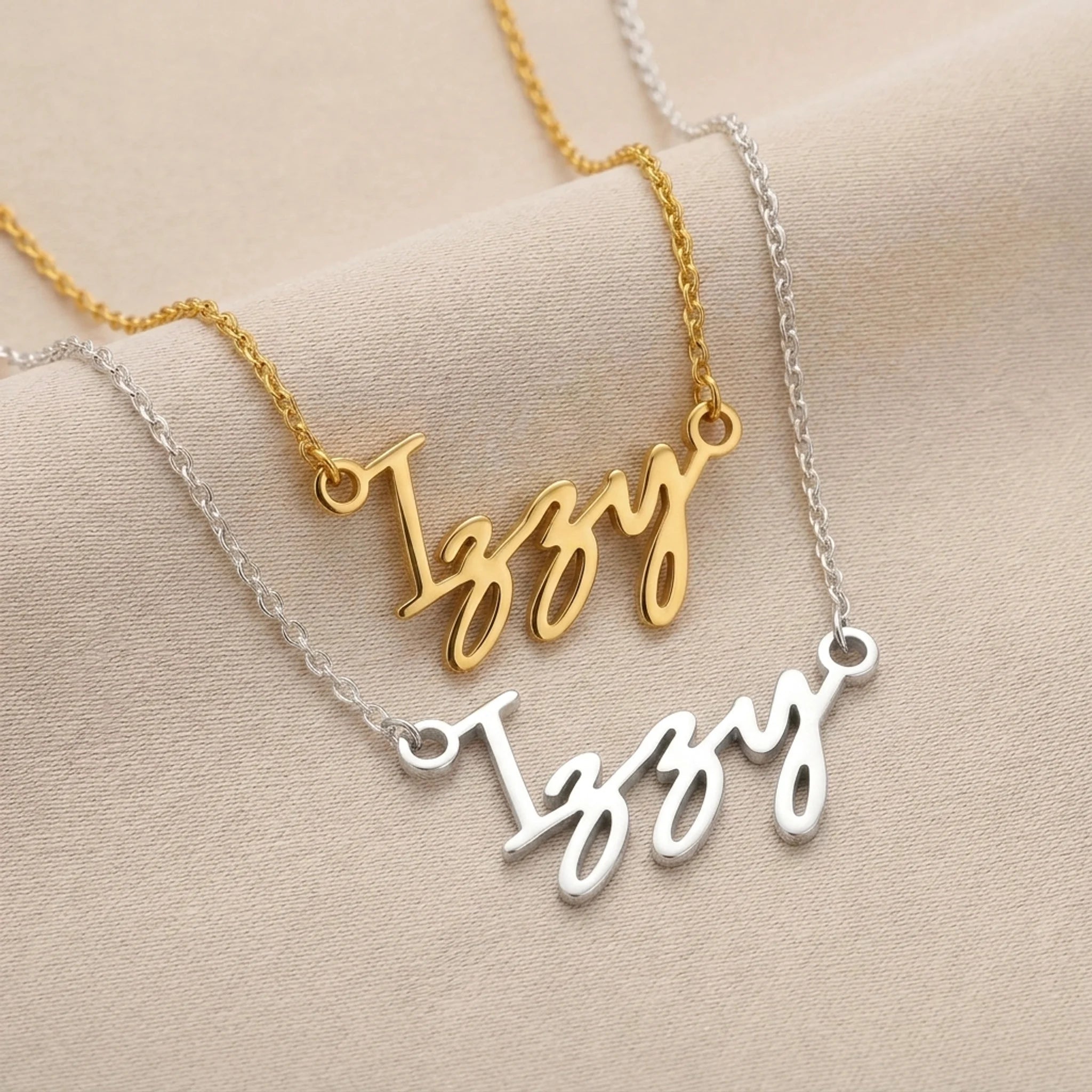 Izzy Name Necklace | 18ct Gold, Silver & Vermeil | Ready to Ship