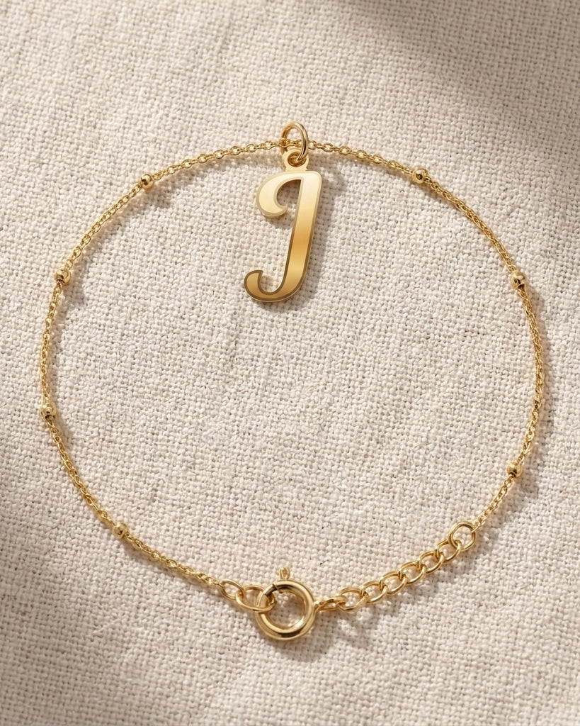 J Bracelet | Initial & Letter J Charm, Gold & Silver
