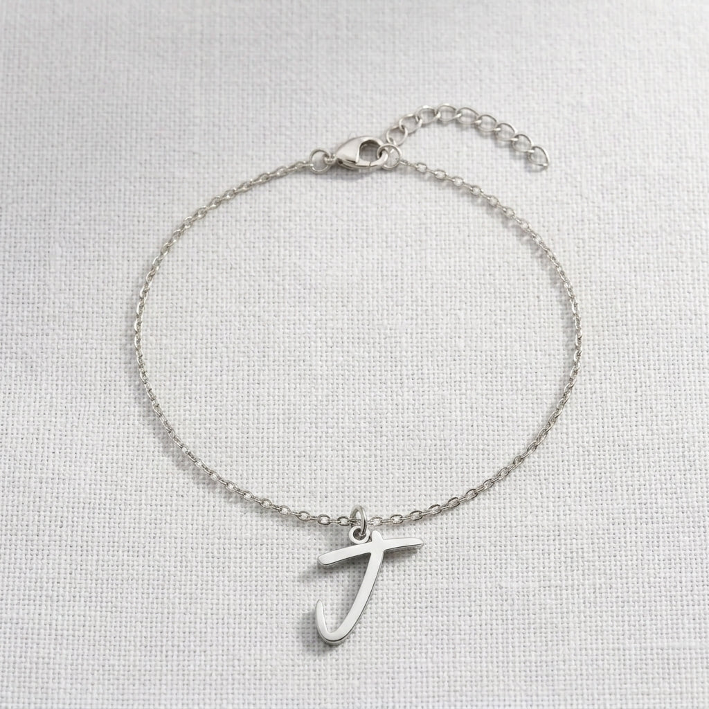 J Bracelet | Initial & Letter J Charm, Gold & Silver