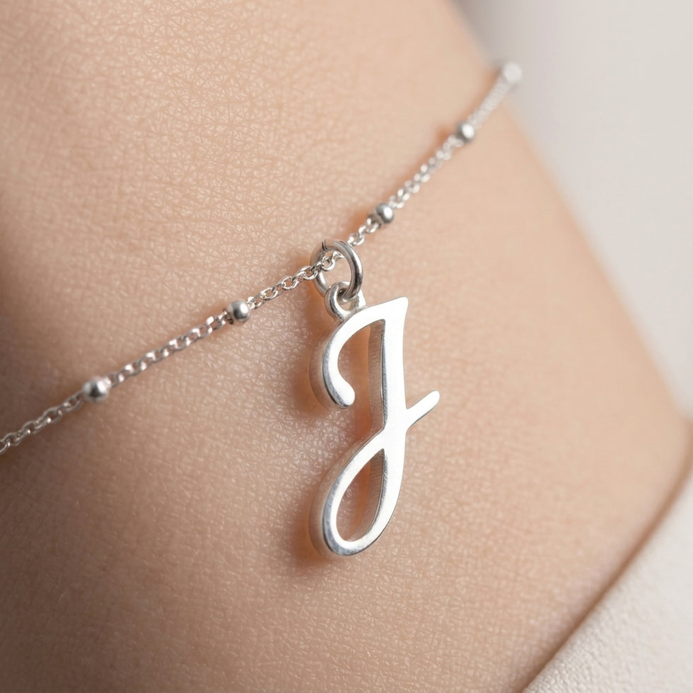 J Bracelet | Initial & Letter J Charm, Gold & Silver