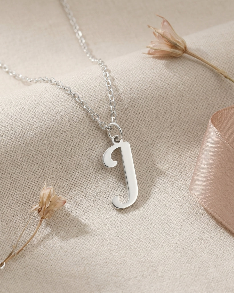 J Necklace | Initial & Letter J Pendant, Gold & Silver