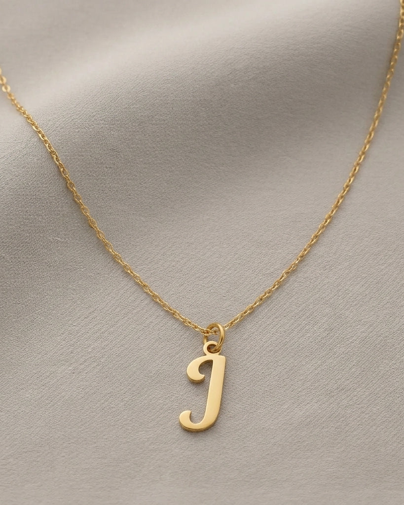 J Necklace | Initial & Letter J Pendant, Gold & Silver
