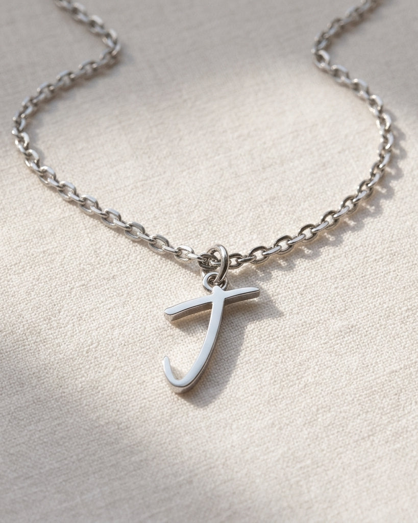 J Necklace | Initial & Letter J Pendant, Gold & Silver
