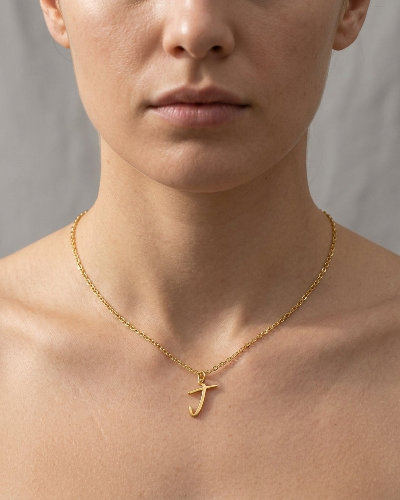 J Necklace | Initial & Letter J Pendant, Gold & Silver
