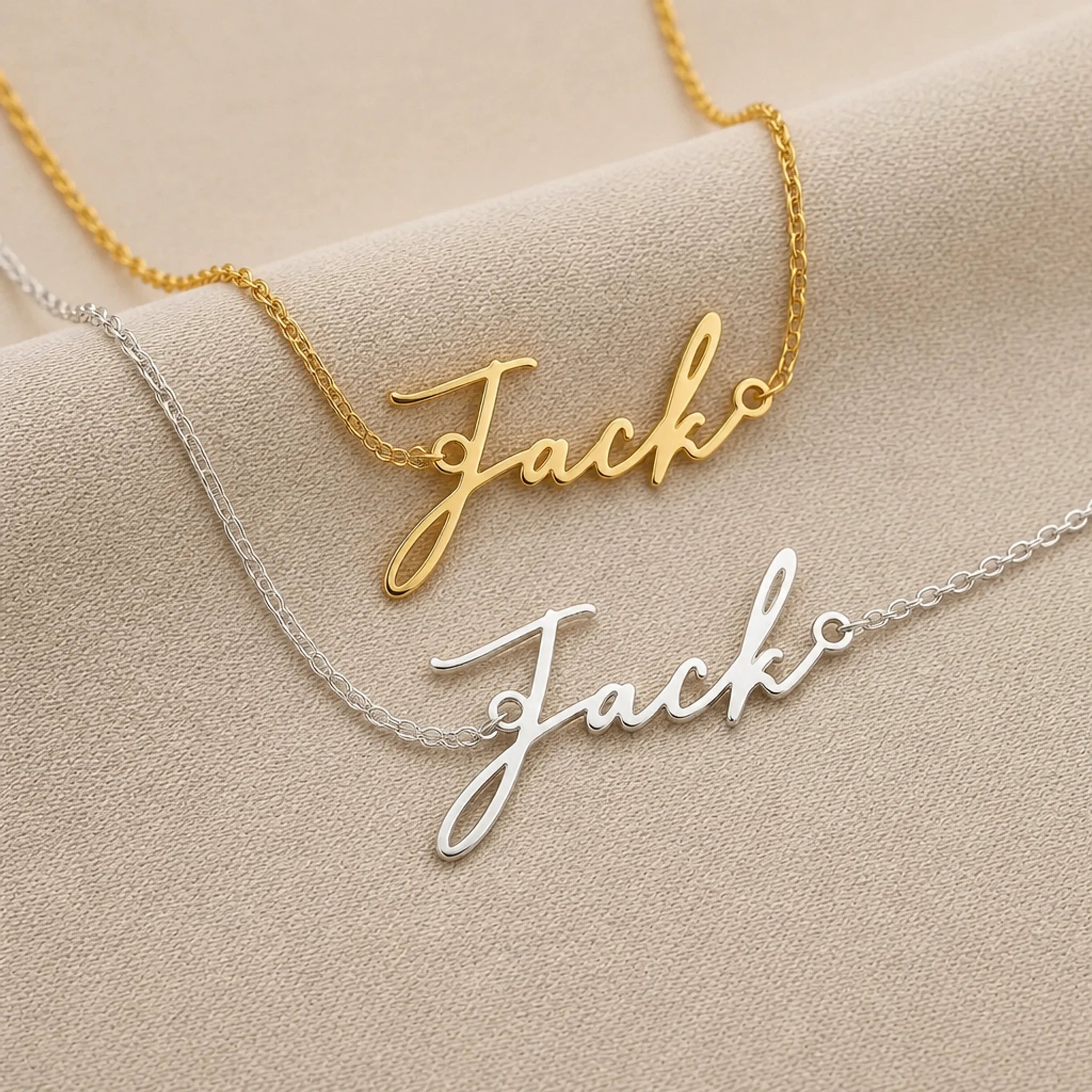 Jack Name Necklace | 18ct Gold, Silver & Vermeil | Ready to Ship
