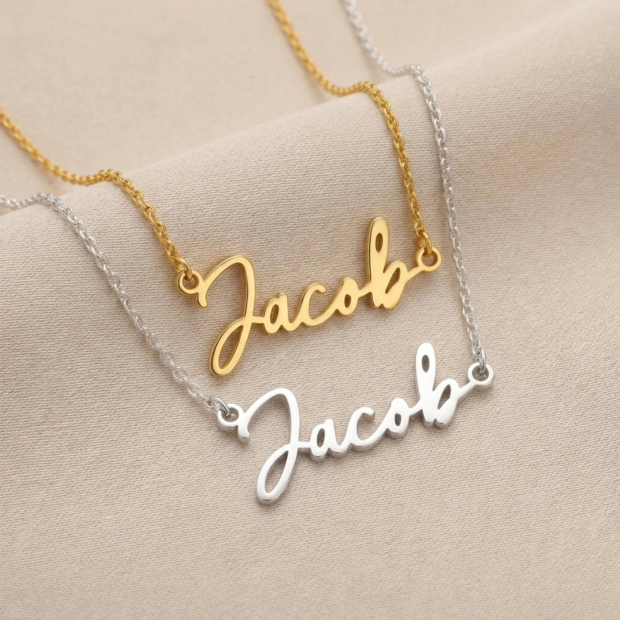 Jacob Name Necklace | 18ct Gold, Silver & Vermeil | Ready to Ship
