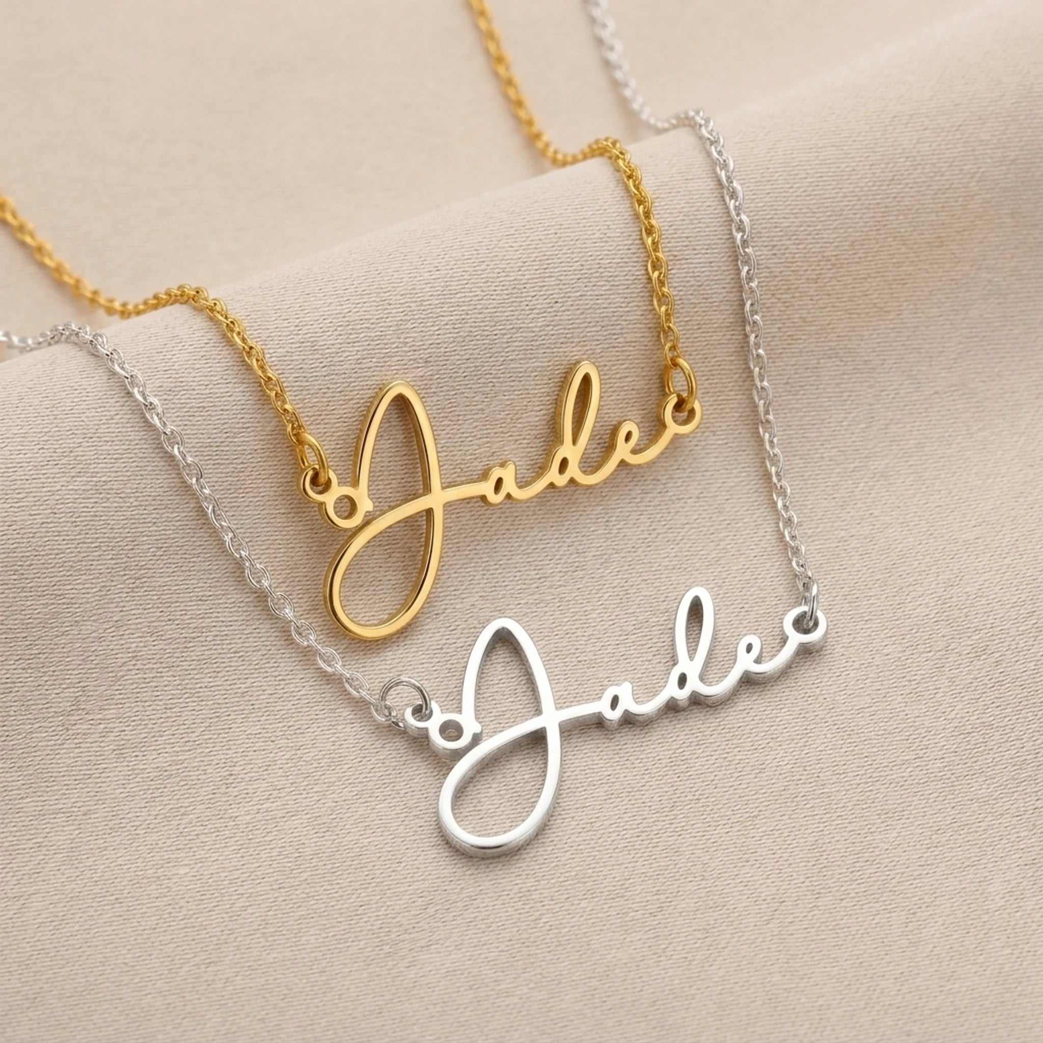 Jade Name Necklace | 18ct Gold, Silver & Vermeil | Ready to Ship