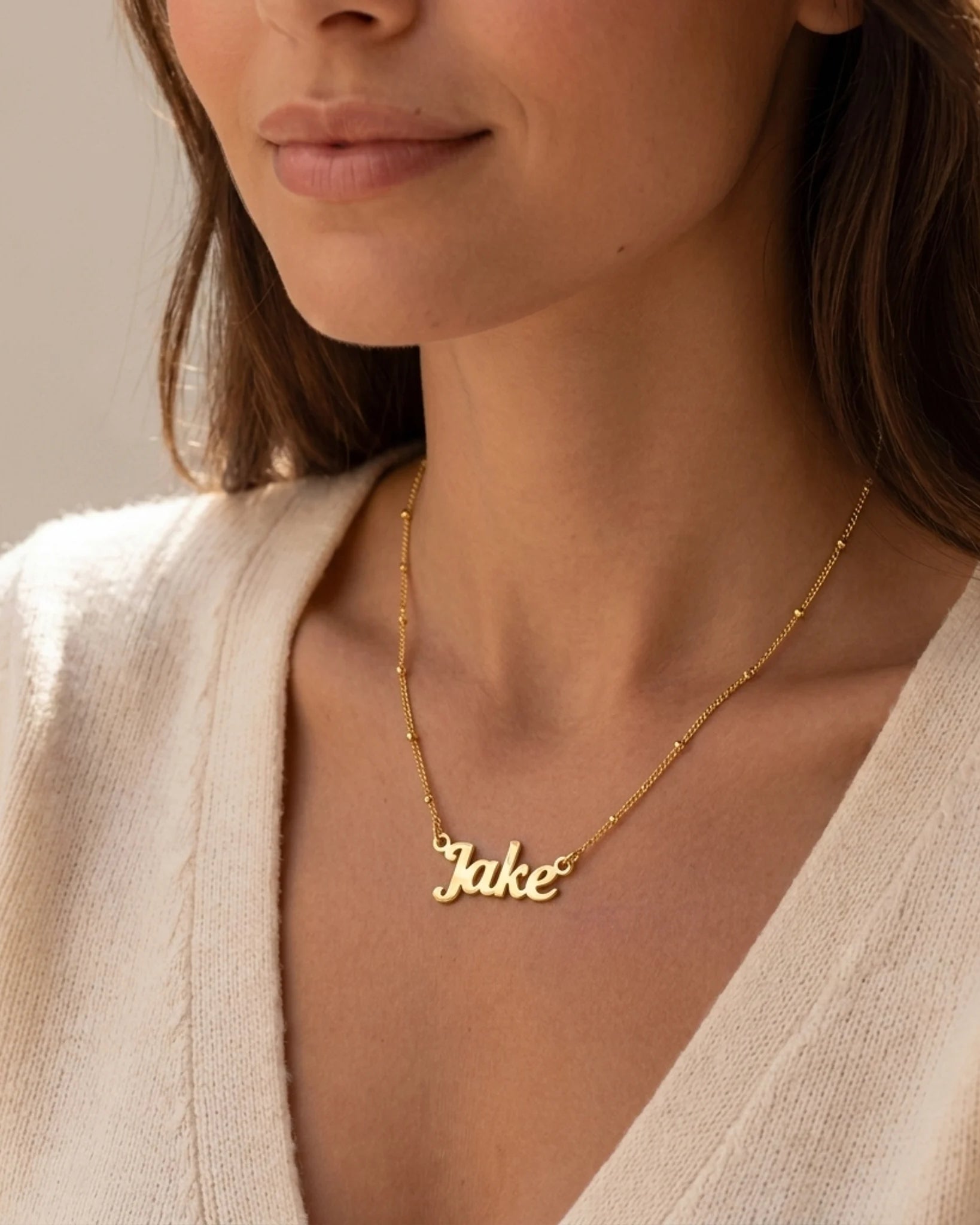 Jake Name Necklace | 18ct Gold, Silver & Vermeil | Ready to Ship