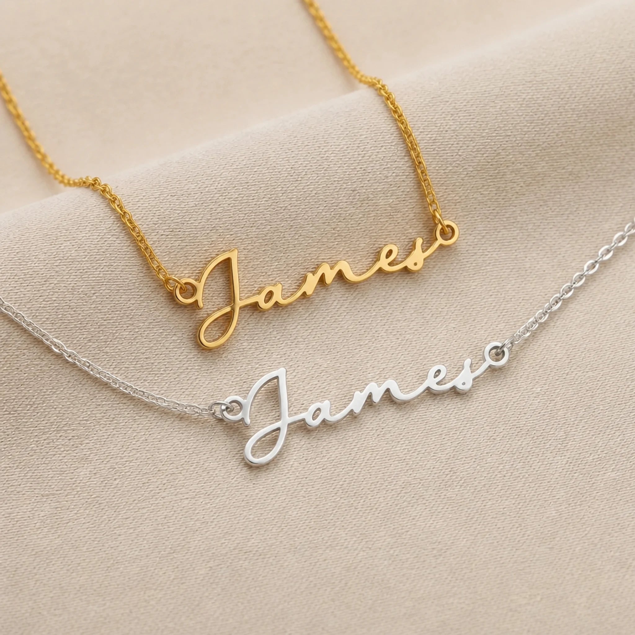 James Name Necklace | 18ct Gold, Silver & Vermeil | Ready to Ship
