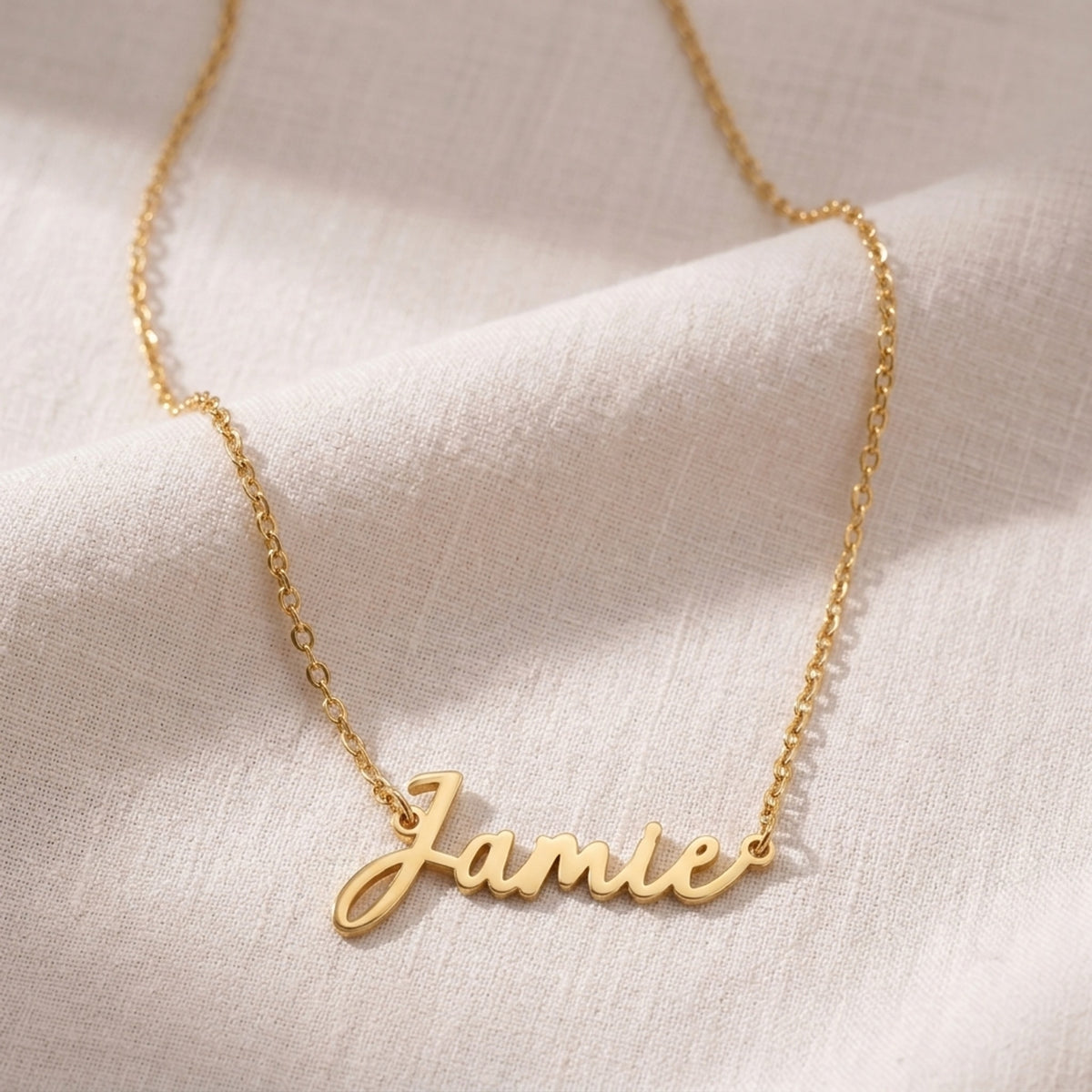Jamie Name Necklace | 18ct Gold, Silver & Vermeil | Ready to Ship