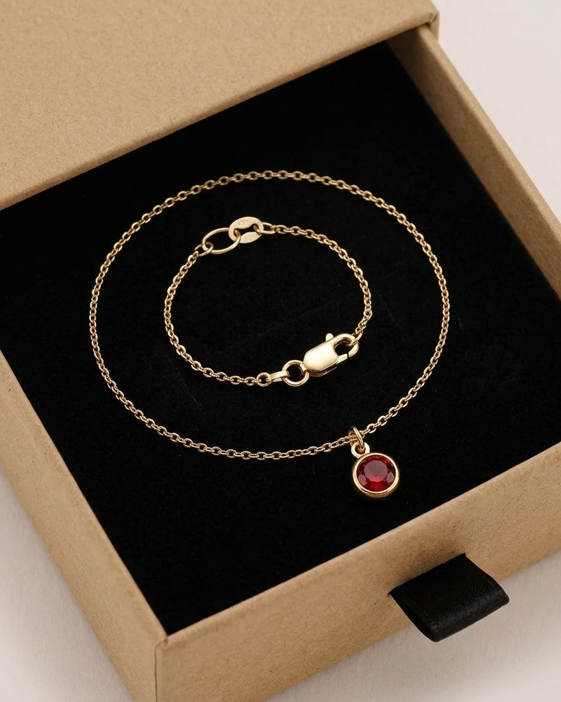 January Birthstone Bracelet | Garnet, Gold & Silver