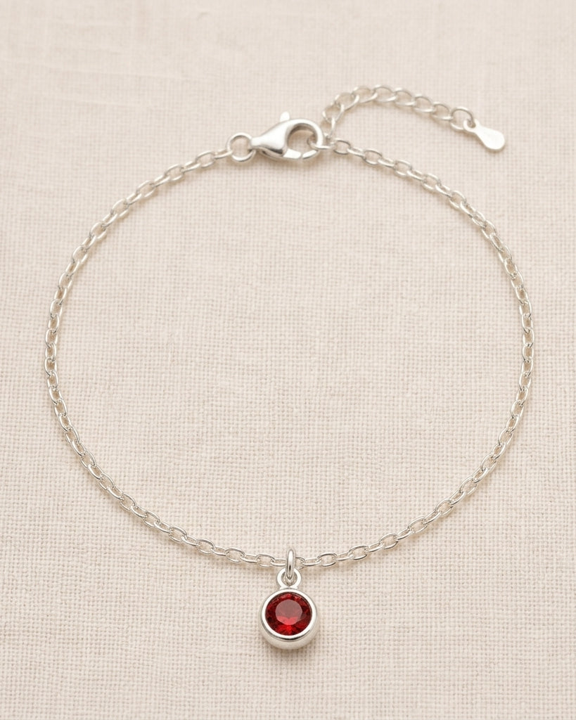 January Birthstone Bracelet | Garnet, Gold & Silver