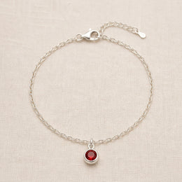 January Birthstone Bracelet | Garnet, Gold & Silver