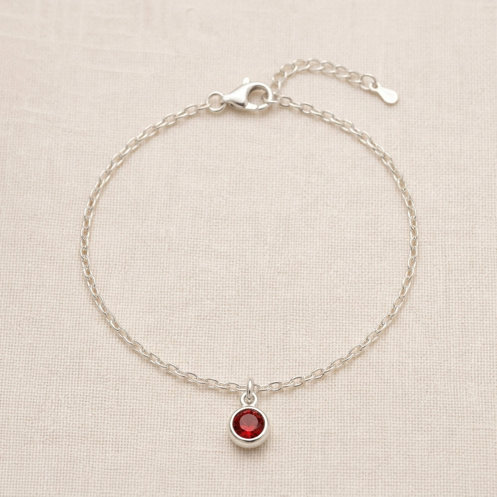 January Birthstone Bracelet | Garnet, Gold & Silver